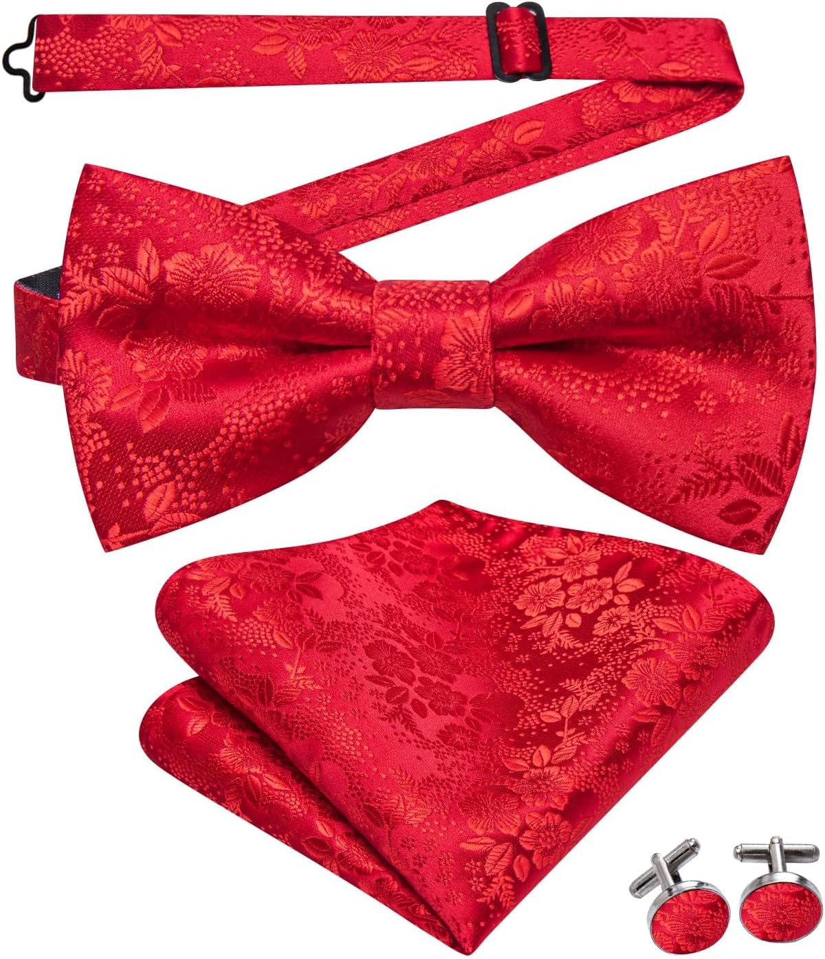 Hi-Tie Silk Mens Suit Vest Tie and Bowtie Lapel Pin Gold Tie Clip Paisley Floral Waistcoat 8PCS Set Tuxedo Wedding Party - Image 5