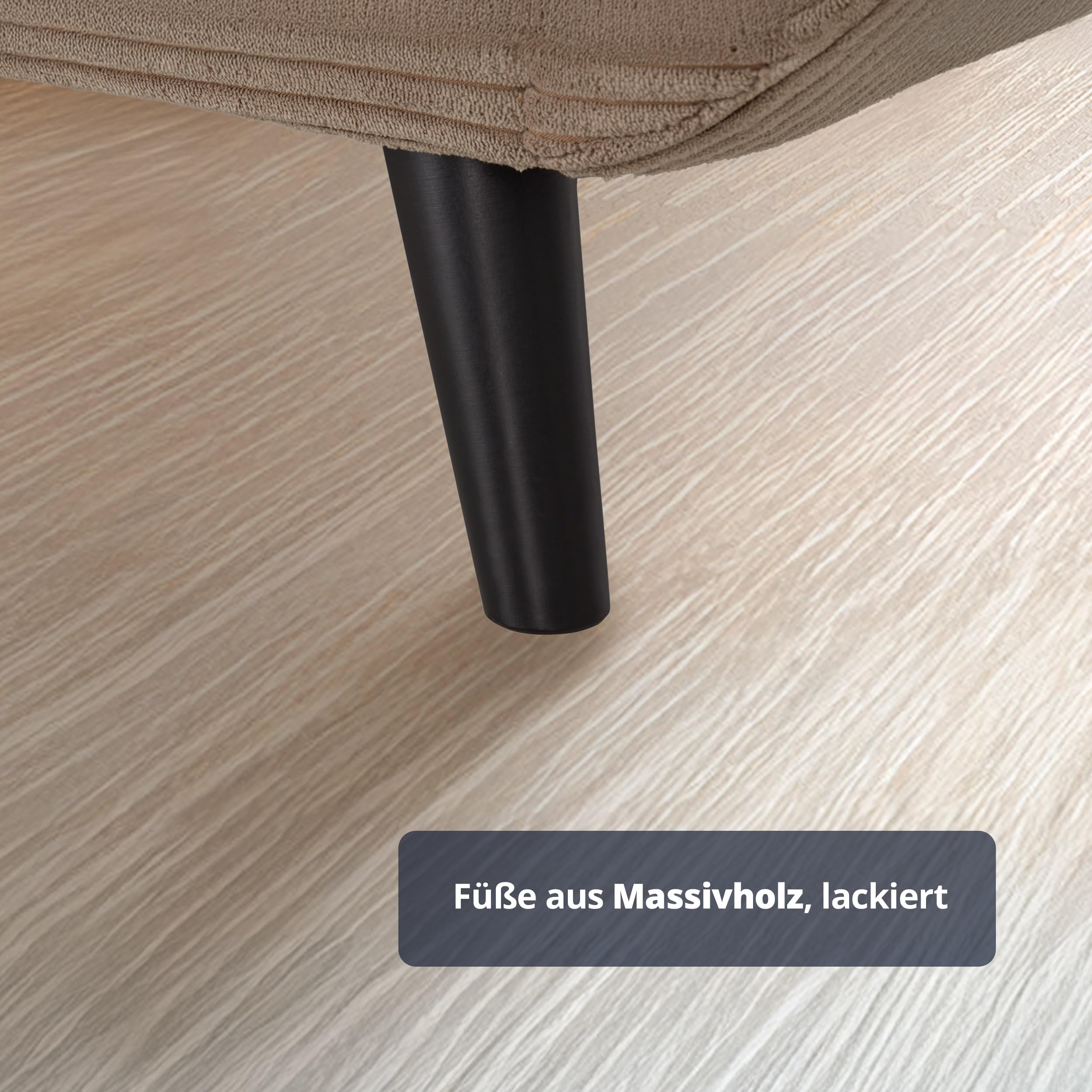 smart Sessel Wanja, Cordstoff Schlamm, 94x90x90cm - Skandi-Design, inkl. Rückenkissen, Polyätherschaum & Wellenunterfederung, Massivholzfüße, frei stellbar