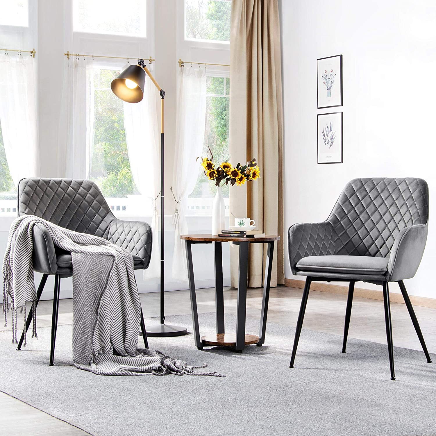 Yaheetech-Dining-Chairs-Velvet-Armchairs-for-Counter-Lounge-Living-Room-Corner-Chair-Steel-Legs-Upholstered-Modern-Tub-Chairs-with-Backrest-Armrest-Gray-6PCS Yaheetech-Dining-Chairs-Velvet-Armchairs-for-Counter-Lounge-Living-Room-Corner-Chair-Steel-Legs-Upholstered-Modern-Tub-Chairs-with-Backrest-Armrest-Gray-6PCS