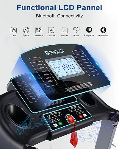 Miniatura 6 de Cinta de correr con inclinación automática, capacidad de 300 libras, cinta de correr eléctrica plegable de 3.0 HP de hasta 8.5 MPH de velocidad,