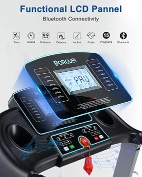 BORGUSI Treadmill with Auto Incline Folding Electric Treadmill for Home
