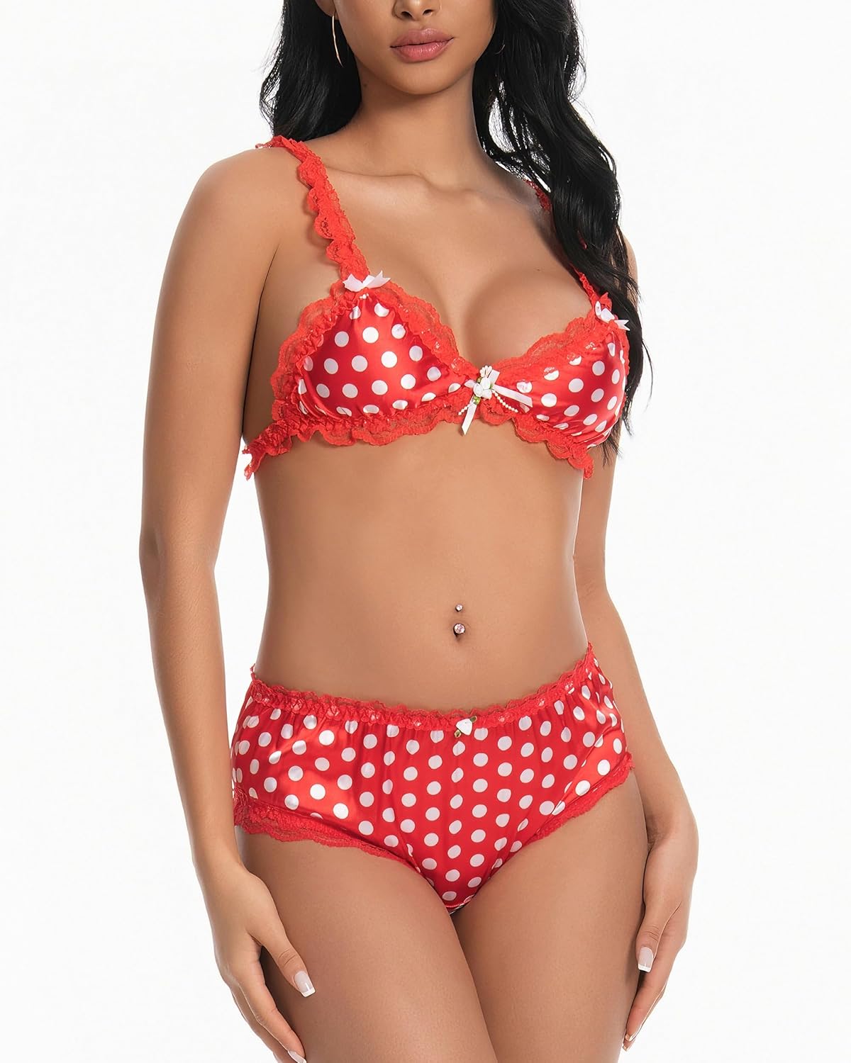 Satini Women's Satin Frilly Lace Sissy French Knickers Briefs Panties - Image 6