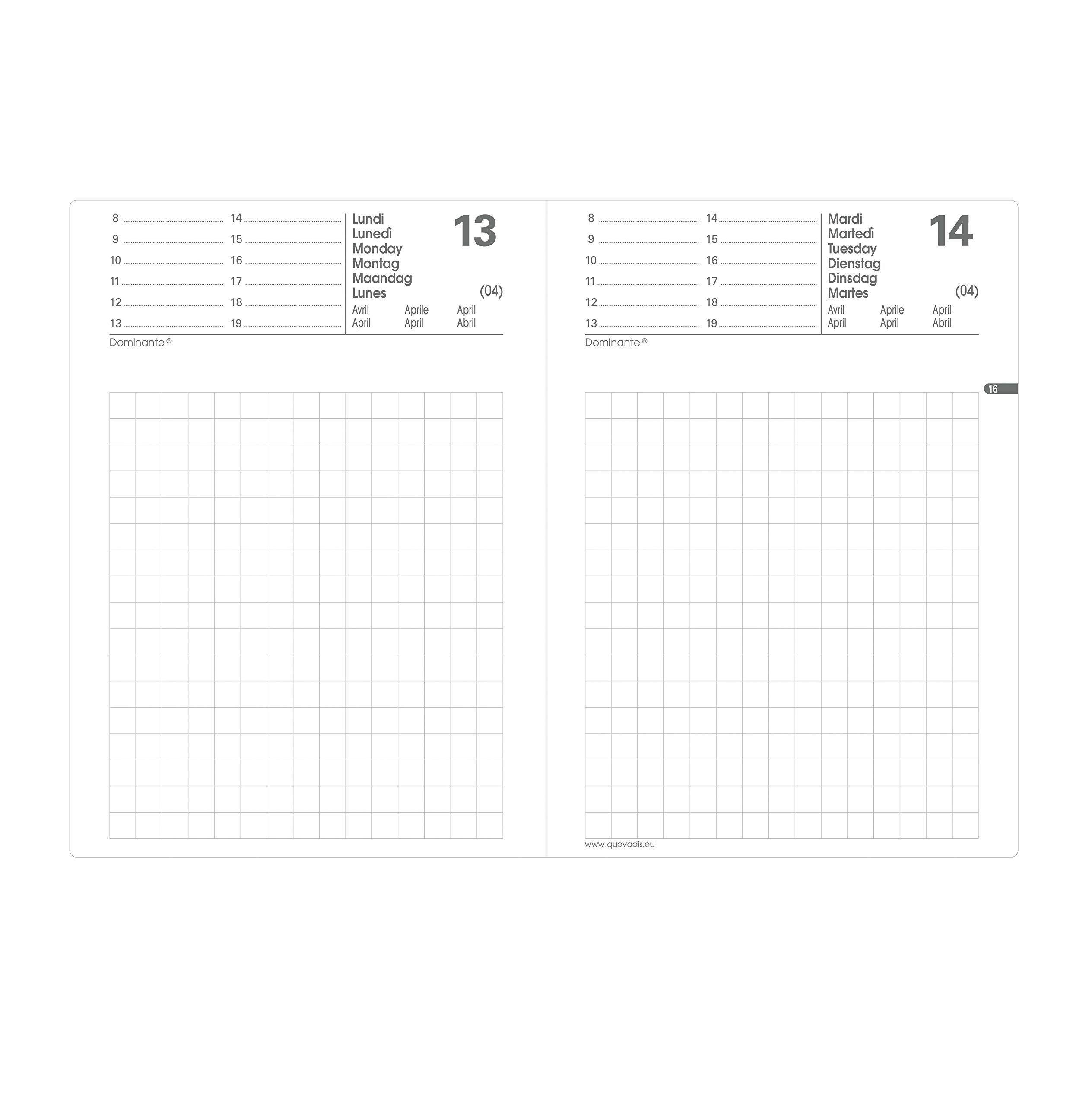 Quo Vadis 283007Q Mor Multilingual Diary Year 2022 Format 8.5 x 13 cm Squared 12 Months January-December White Paper Replacement Calendar White Cardboard Cover