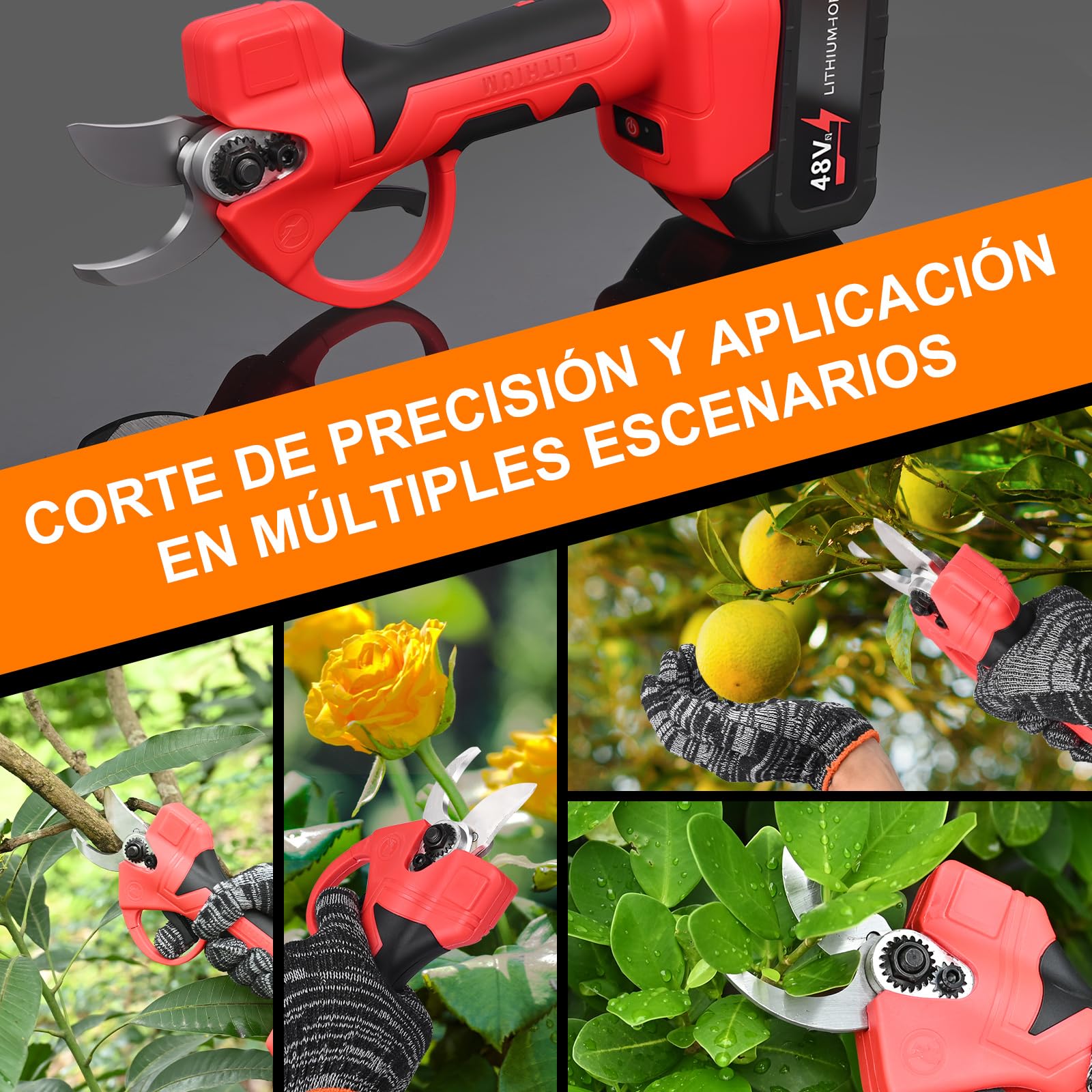 Tijeras de Podar Eléctricas, GuKKK 35mm Potentes Tijeras de Podar con 2 x 2000mAh Baterías, Cesoie elettriche senza fili, Secatore Elettrico, 3 Ah Cesoie Elettriche per potatura giardinaggio e vigneto
