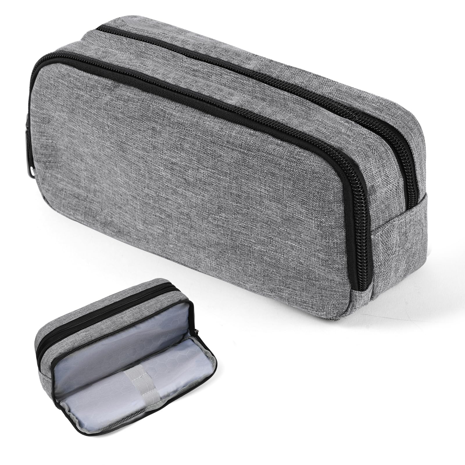 OFFCUP Pencil Case for Large Capacity Gray Stationery Pencils Case Bag, Durable Shell Pen Maker Pencil Pouch