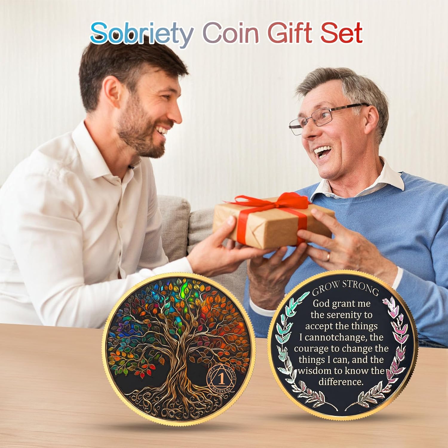 1 Year Sobriety Coin Gift Set, Tree of Life AA Chip Medallion with Token Capsule, Storage Box & Card, Sobriety Gifts for Anniversary Month & Year for Men & Women in Recovery - Image 5