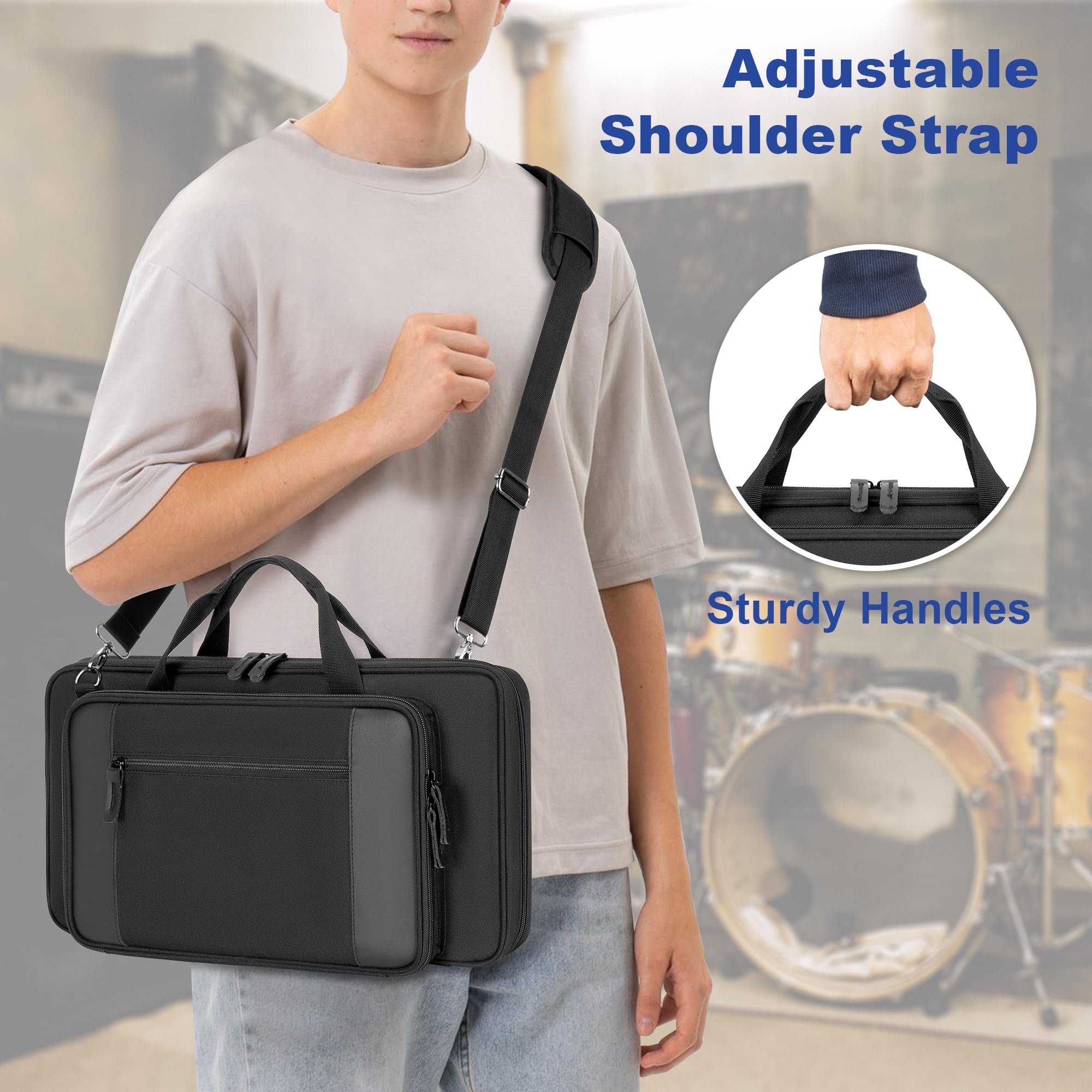 Yarwo Schlagzeugtasche mit Aufhänghaken, Mallet Halter mit Verstellbarem Schultergurt für Drumsticks, Mallets, Bürsten und Percussion Zubehör für Drummer