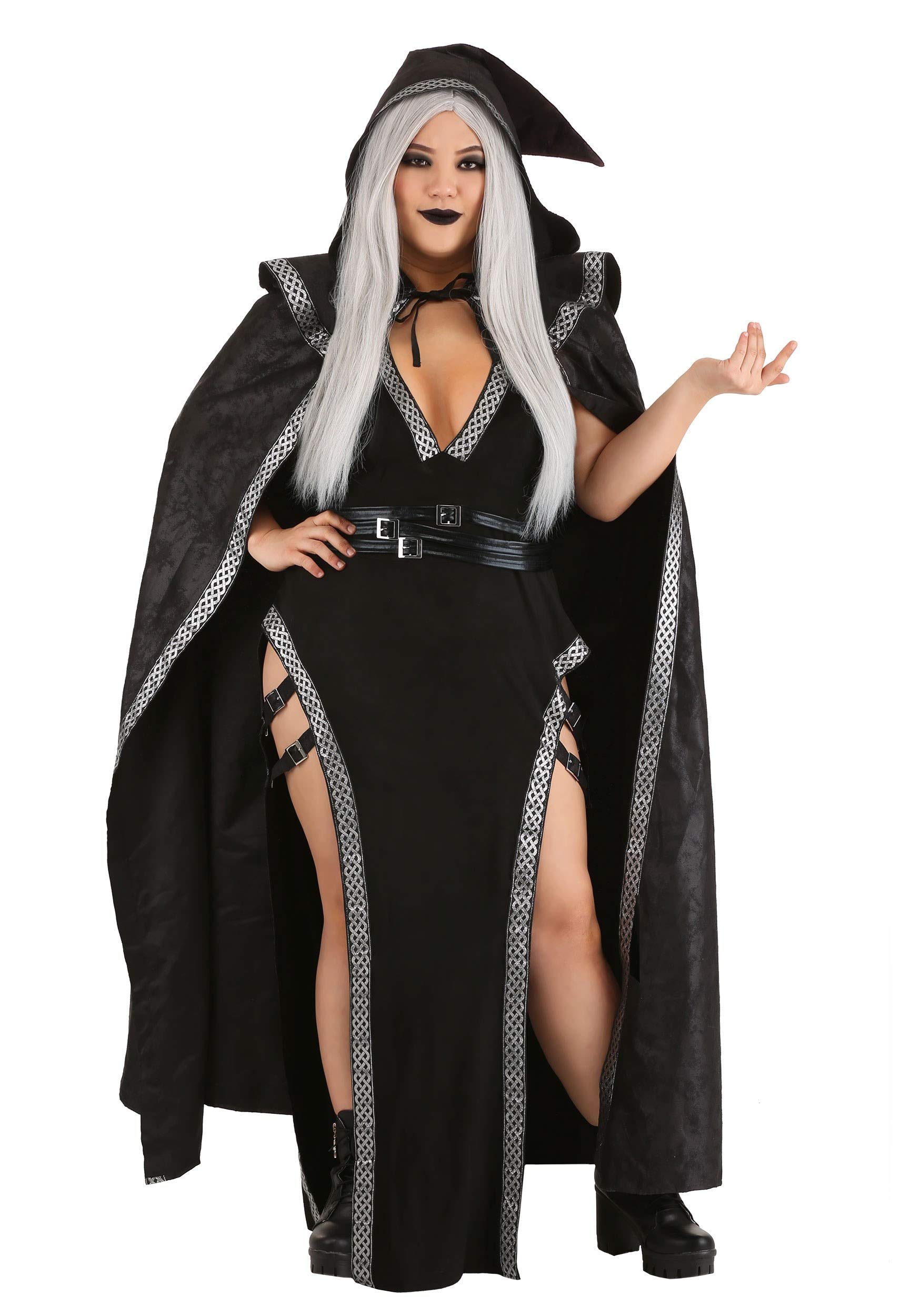 Plus Size Urban Warlock Costume for Women, Dark Wizard Costume for Sorcerer Dress-Up, Gothic Parties & Halloween
