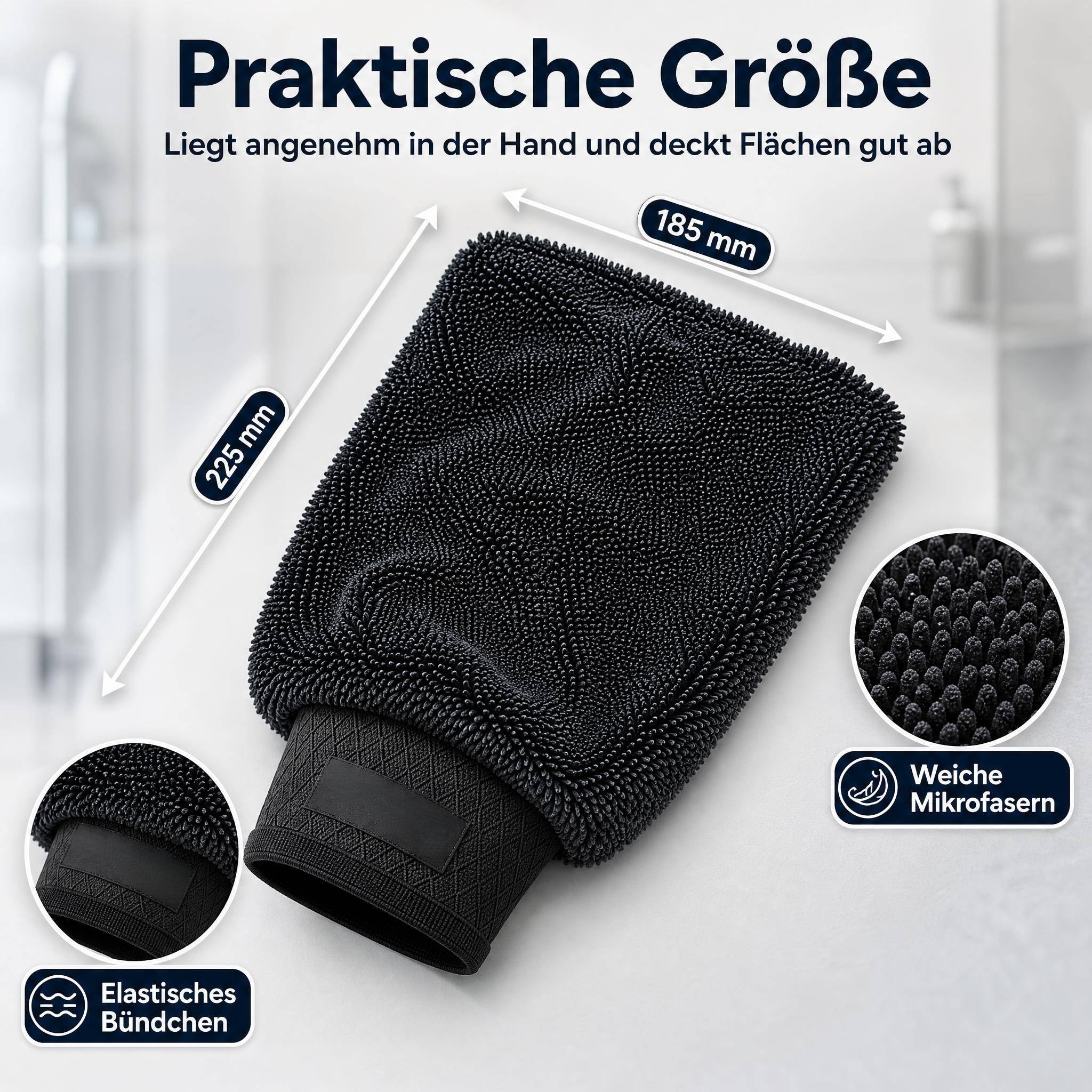 Schrubbi Mikrofaser Putzhandschuhe Weicher Waschhandschuh Mit Hoher Wasseraufnahme Für Staub Leichten Schmutz Glas Lack Fliesen Edelstahl Auto Haushalt Küche Bad Möbel Und Alltag (2pcs)