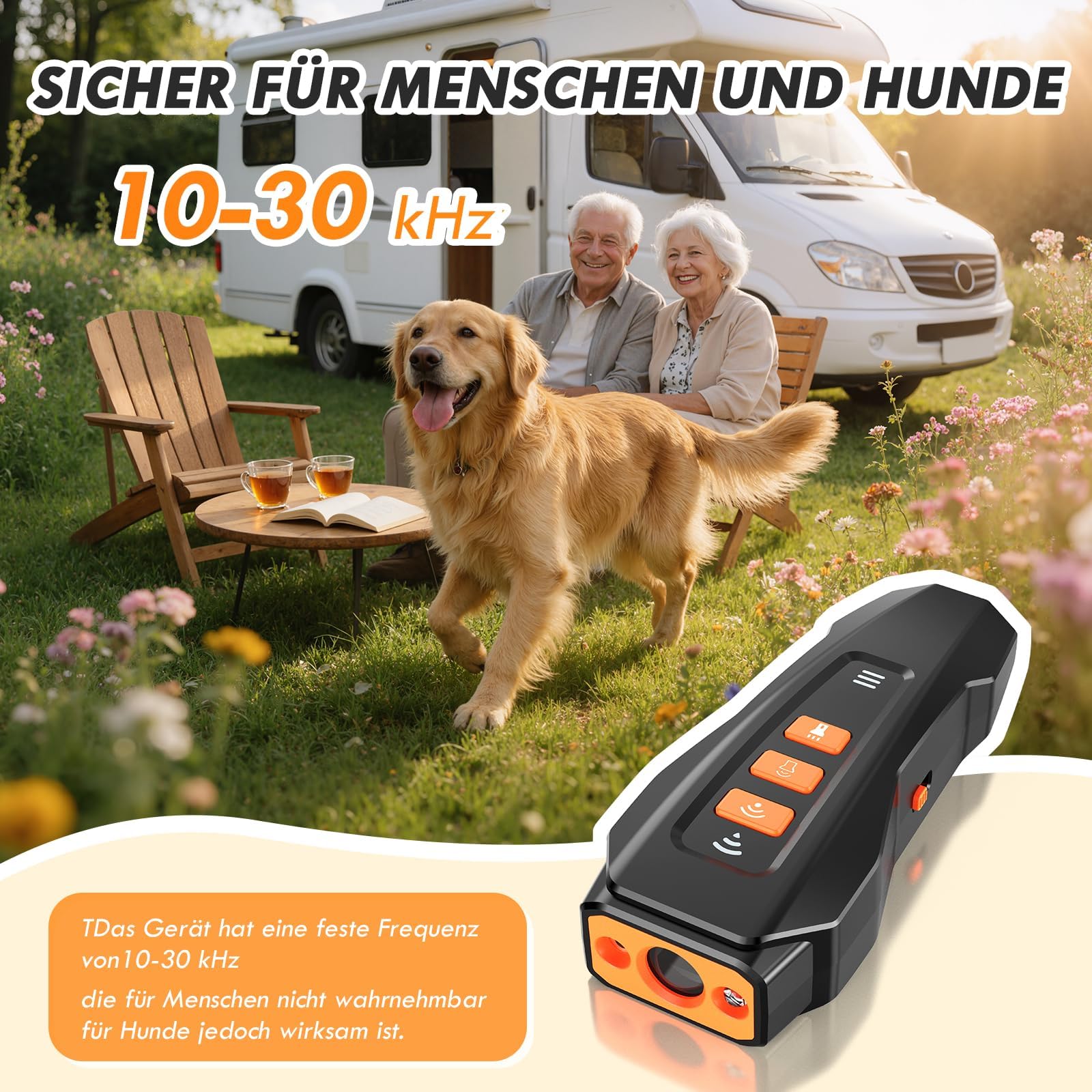 Anti Aboiement Chien Répulsif à Ultrasons Chien, 3 Modes Ultrason Anti Chien Réglable, Portée 10M Portée Avec Lampe De Poche, Adapté Aux Chiens Petits à Grands,Dressage Intérieur & Extérieur