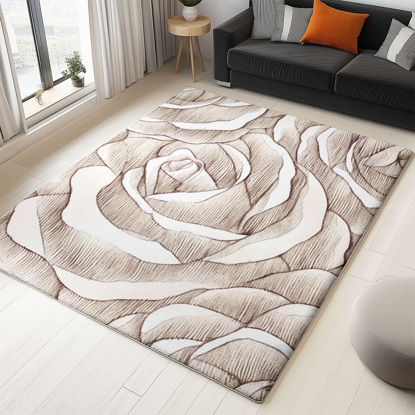 Dywany do salonu 80 x 150 cm 3D płatki róży dywan z krótkim włosiem dywan salon duża mata antypoślizgowa do sypialni jadalni sypialni szary