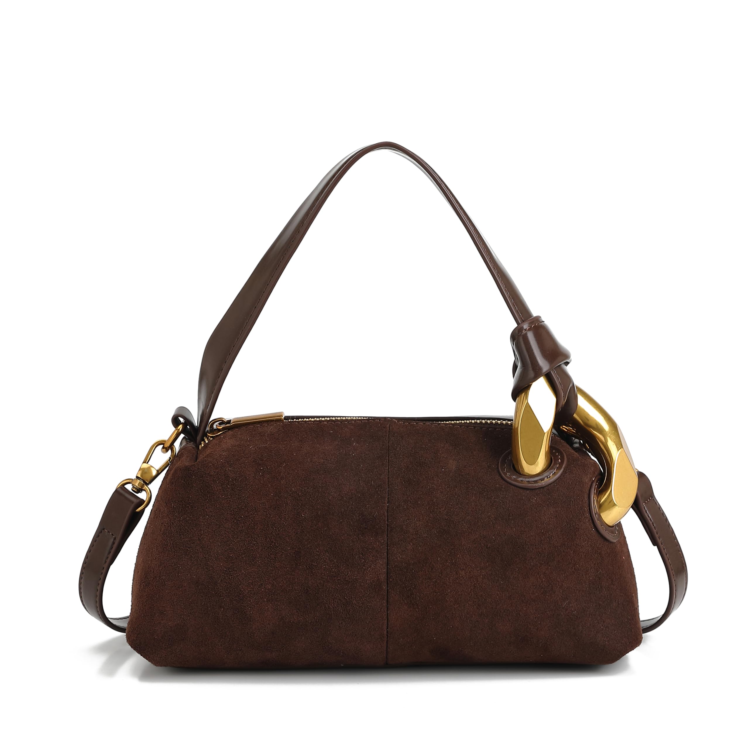 Photo 1 of RTPRTP Faux Suede Hobo Shoulder Bag - Coffee Brown