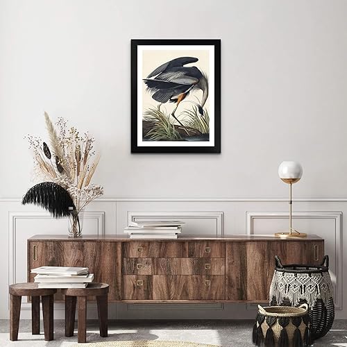 Miniatura 3 de Lost Cabin Great Blue Heron de James Audubon  Impresión enmarañada en marco plano negro  Reproducción de pinturas de obras de arte finas  Póster