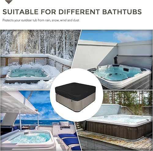 Miniatura 6 de Funda cuadrada para bañera de hidromasaje, para jardín, bañera de hidromasaje, de repuesto, impermeable, con protección UV, rectangular, para spa al