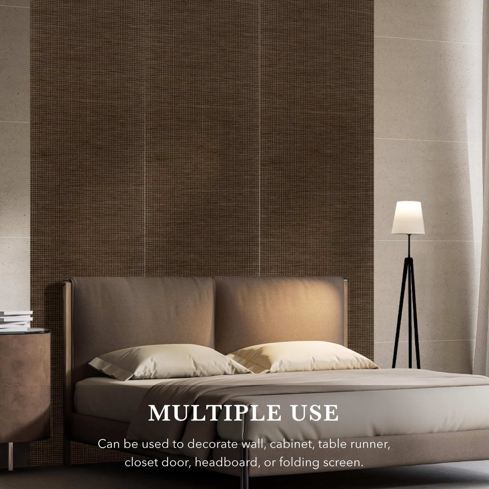 GoDear Design Faux Grasscloth Textured Wallpaper for Home Remodel and Furniture Renovation Rustic Natural Woven Decorative Fabric for DIY Craft Project 58.4 cm W x 243.8 cm L Non-Pasted Paper - Image 4