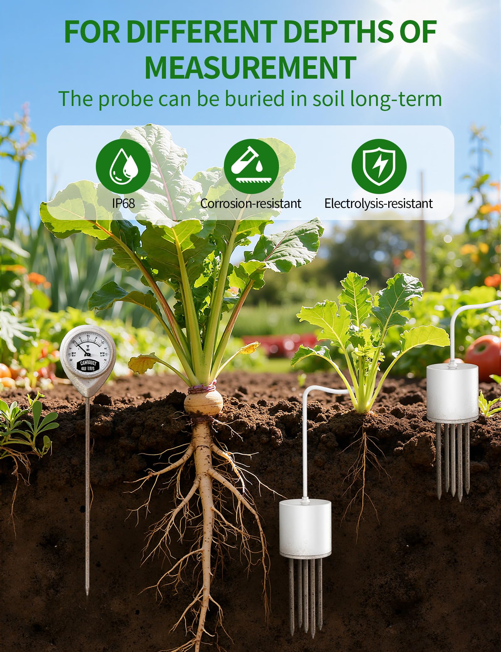 EXTSUD Testeur pH Sol -7 en 1 Thermometre de Sol Testeur pour Fertilité/pH/Température/Humidité/Lumière/Humidité Ambiante/Température Ambiante pour Pot de Fleurs Plante Jardin Ferme Cour