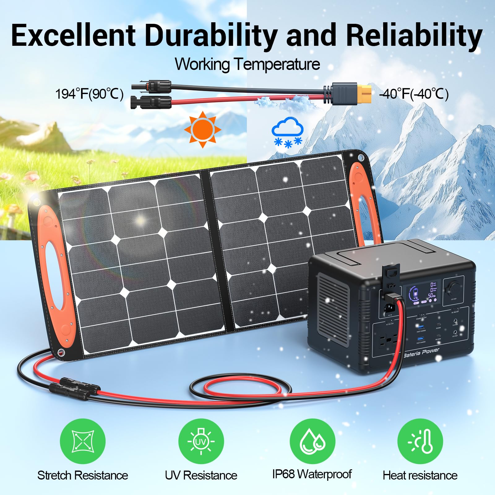Bateria Power Cable de extensión adaptador de conector solar a XT60, panel solar a XT60 cable de extensión de carga para panel solar plegable RV, estación de energía portátil, generador solar (35
