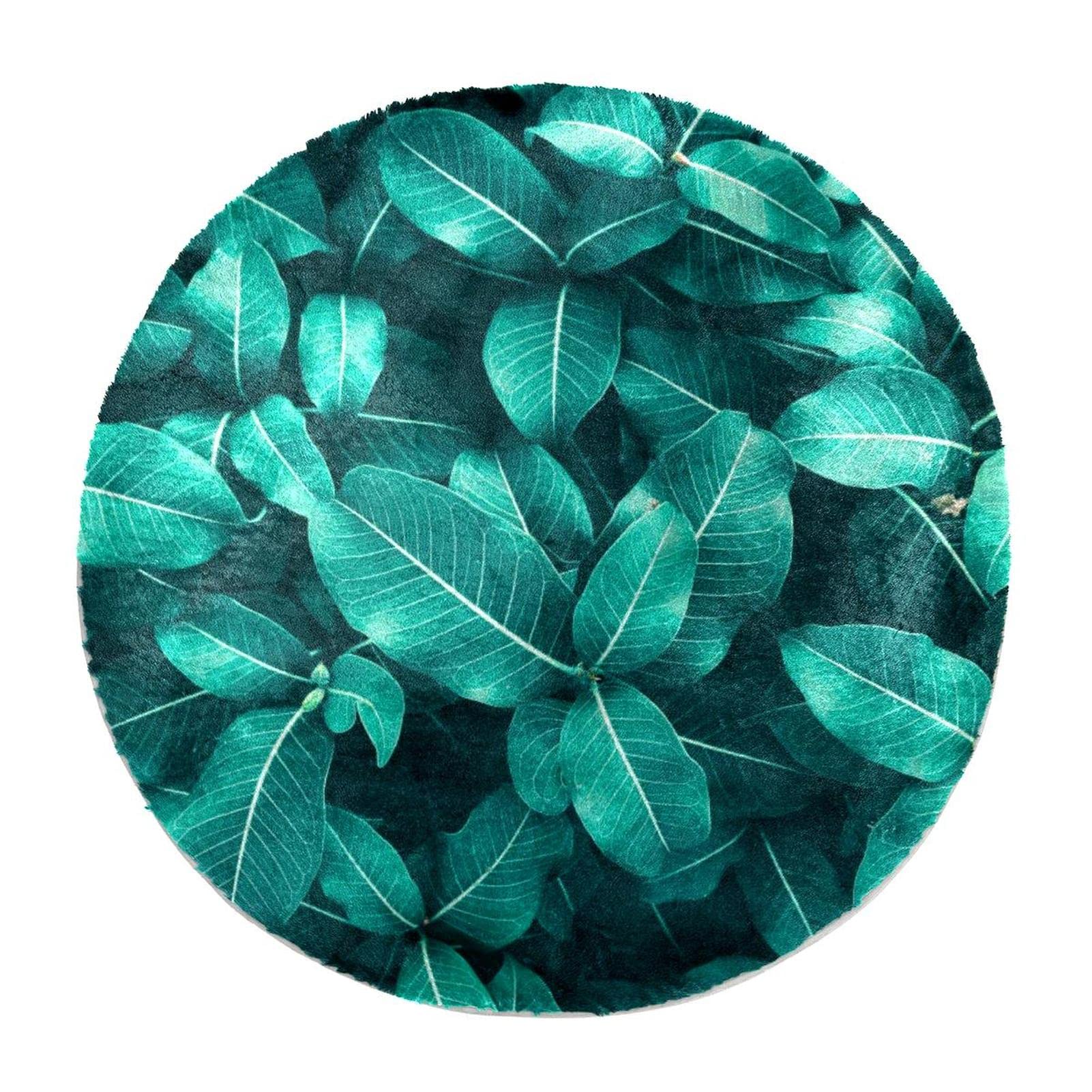 Tapis moelleux à poils longs 60x60 épais motif feuilles tropicales