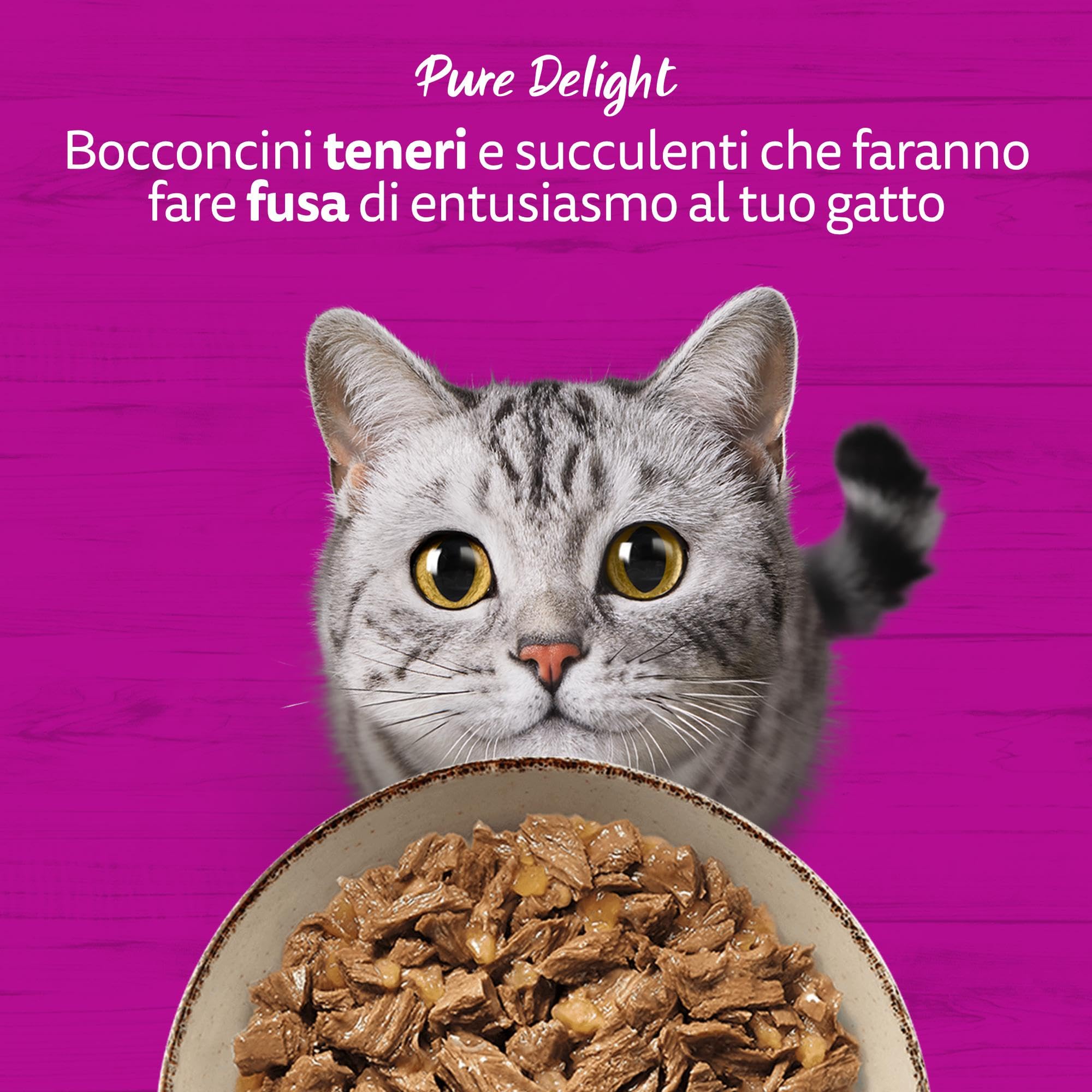 WHISKAS PURE DELIGHT Cibo Umido in Gelatina per Gatti Adulti 4x85g Selezione Delicata, confezione da 13