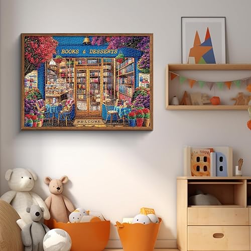 Miniatura 7 de PICKFORU Rompecabezas de libros para adultos de 1000 piezas, rompecabezas vintage de biblioteca de biblioteca, rompecabezas de 1000 piezas de gato,