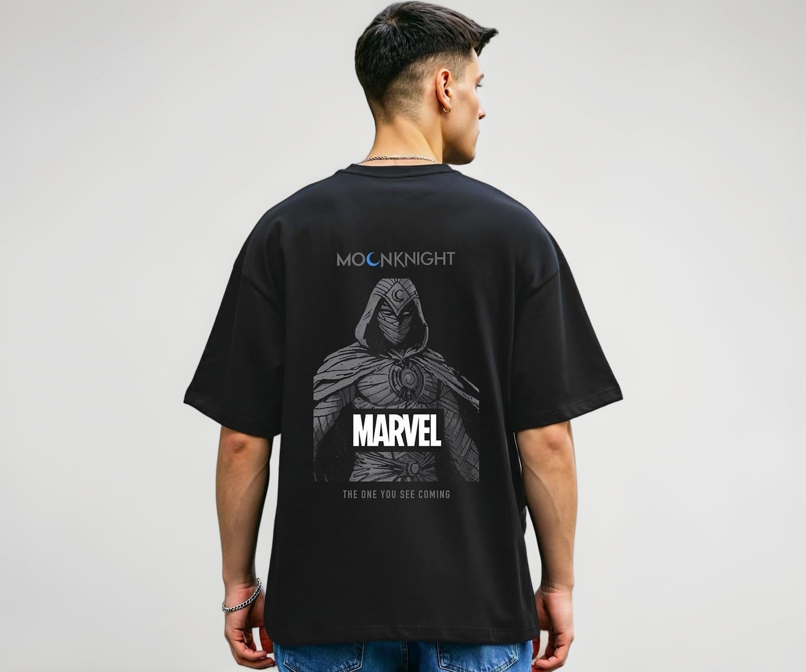 Bewakoof Official Marvel Merchandise Men's Graphic Print Oversized Fit Half Sleeve Round Neck Cotton T-Shirt