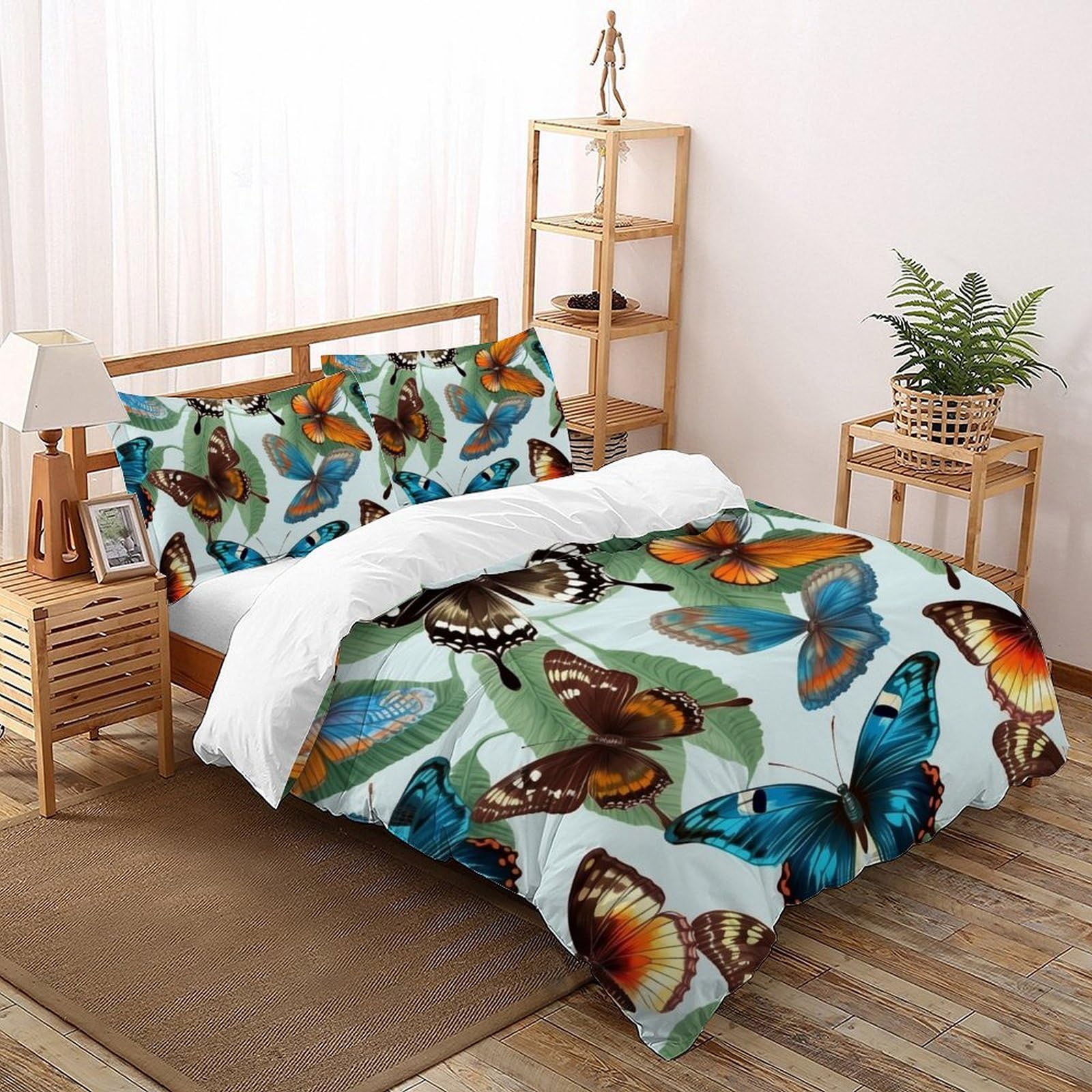 Housse de couette papillon 200x200 pour lit double avec taies