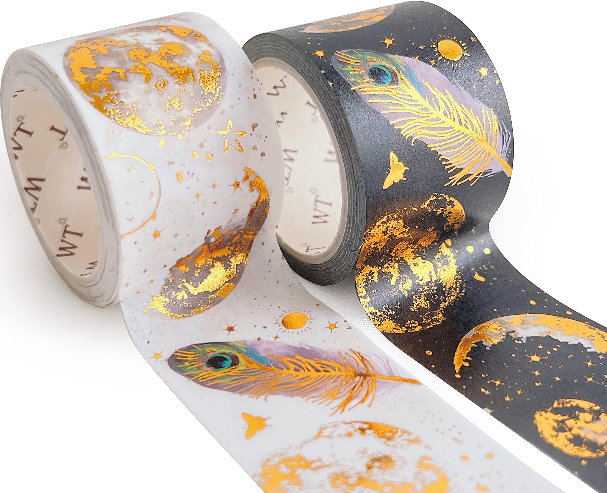 WT Dream Catcher Washi Tape Set, 2 Rolls, Original Designs, Decorative Masking Tape, Gold Foil Craft Tape, Bujo Planner Supplies, Adhesive Wrapping Tape, DIY Paper Tape