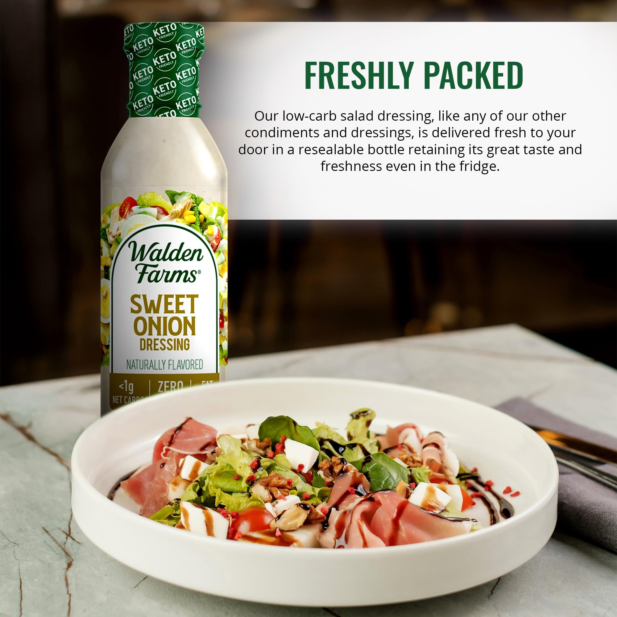 Amazon.com : Walden Farms Sweet Onion Dressing - Low Carb, Calorie-Free,  Gluten-Free, Keto-Friendly, Sugar-Free, Fat-Free, Dairy-Free Sweet Onion  Flavor - 2-Pack, 12 oz Bottles : Grocery & Gourmet Food