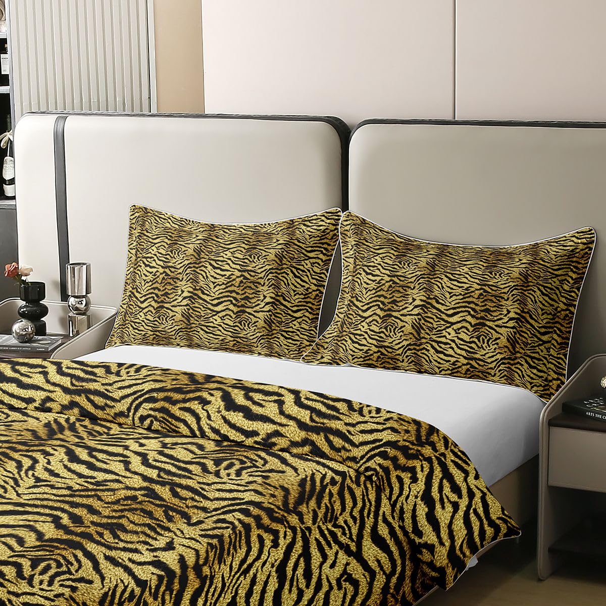 Homewish Żółty Tygrys Drukowane King Size Zestawy Pościeli Coton Pościel Symulowane Zwierzę Drukowana Kołdra Poszewka Na Kołdrę Dziki Tygrys Nadruk Łóżko SetTygrys Zwierzę Nadruk