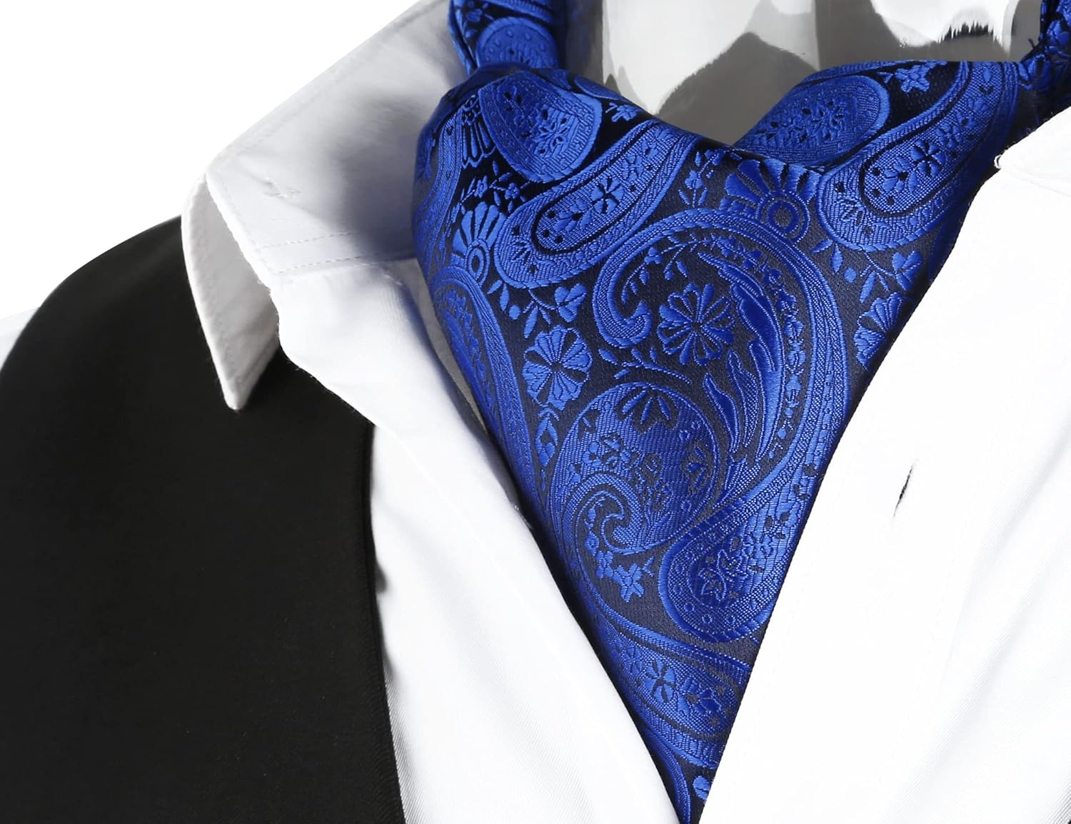 Alizeal Mens Self-tied Cravat Tie Ascot and Pocket Square Set - Image 2