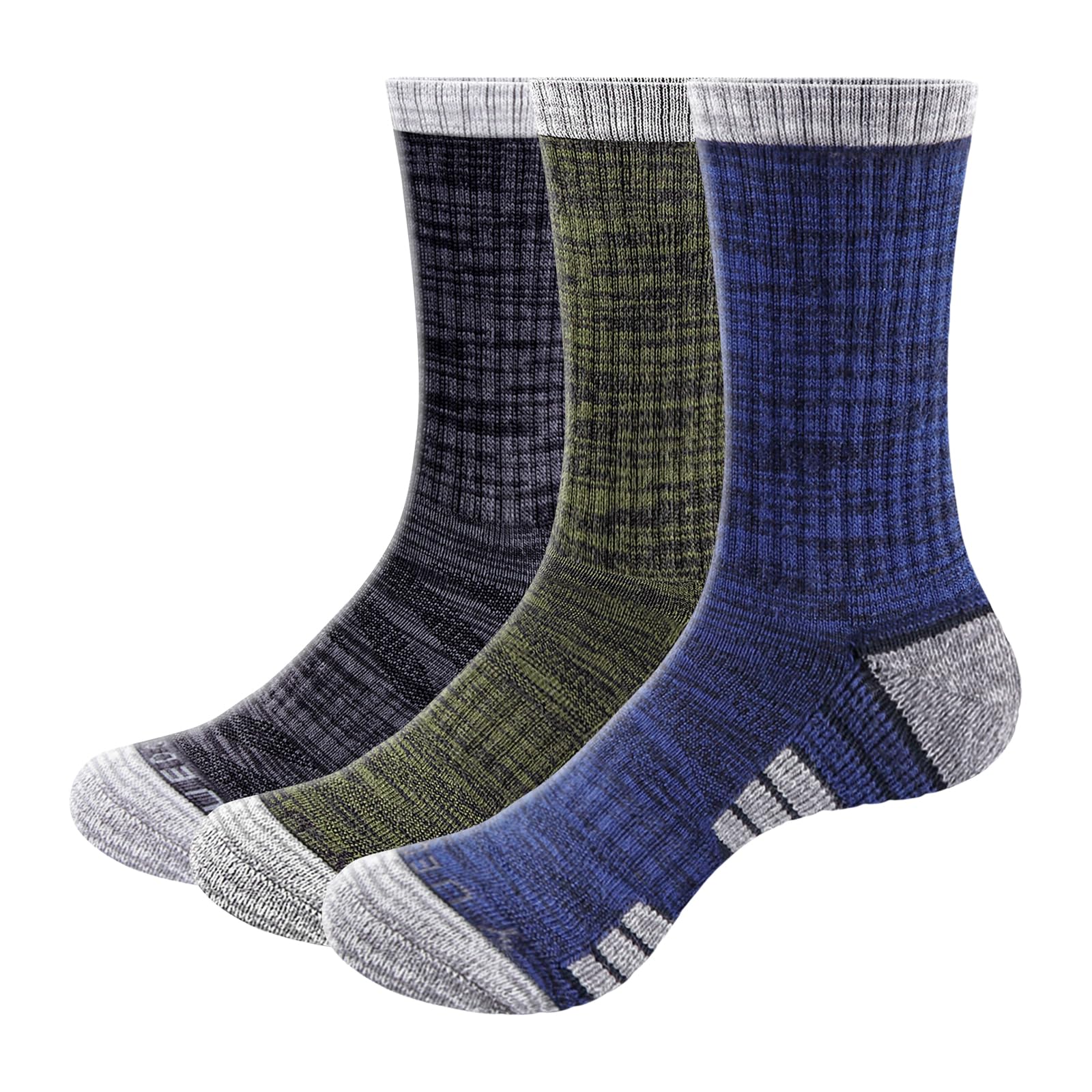 YUEDGE Mens Cotton Cushioned Walking Sports Socks Thick Casual Mens Socks Breathable Anti-Odor Work Socks Moisture Wicking Athletic Crew Sock For Men 6-8, 3 Pairs