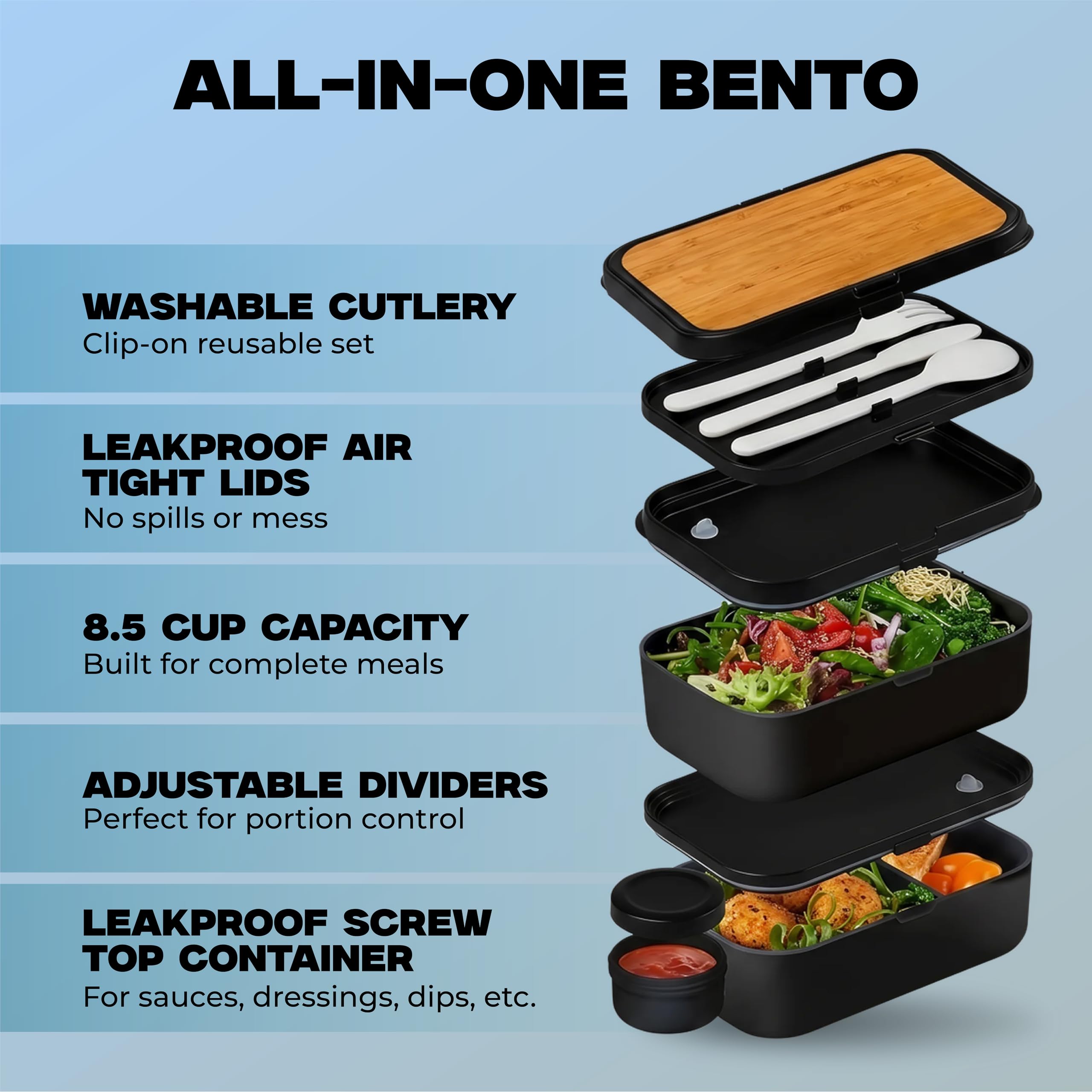 Lonchera Bento extragrande para adultos, 68 onzas, lonchera Bento para microondas para mujeres con contenedores, lonchera a prueba de fugas para hombres, recipientes herméticos para adultos, caja