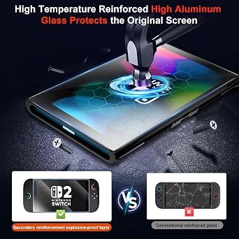 Tempered Glass Screen Protector [Automatic alignment, dust-free installation chamber] designed for Nintendo Switch 2 (2025) - 2 Pack-25-Second Install