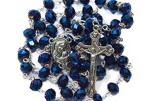 Nazareth Store Deep Blue Crystal Beads Catholic Rosary