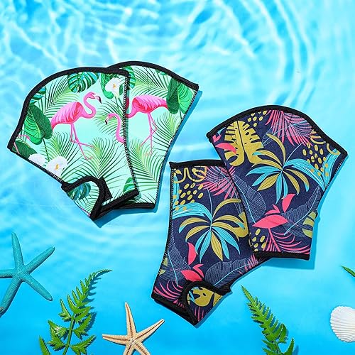 Miniatura 7 de Honoson 2 pares de guantes de natación para mujer, guantes aeróbicos acuáticos, resistencia al agua, malla para hombres y mujeres, unisex,