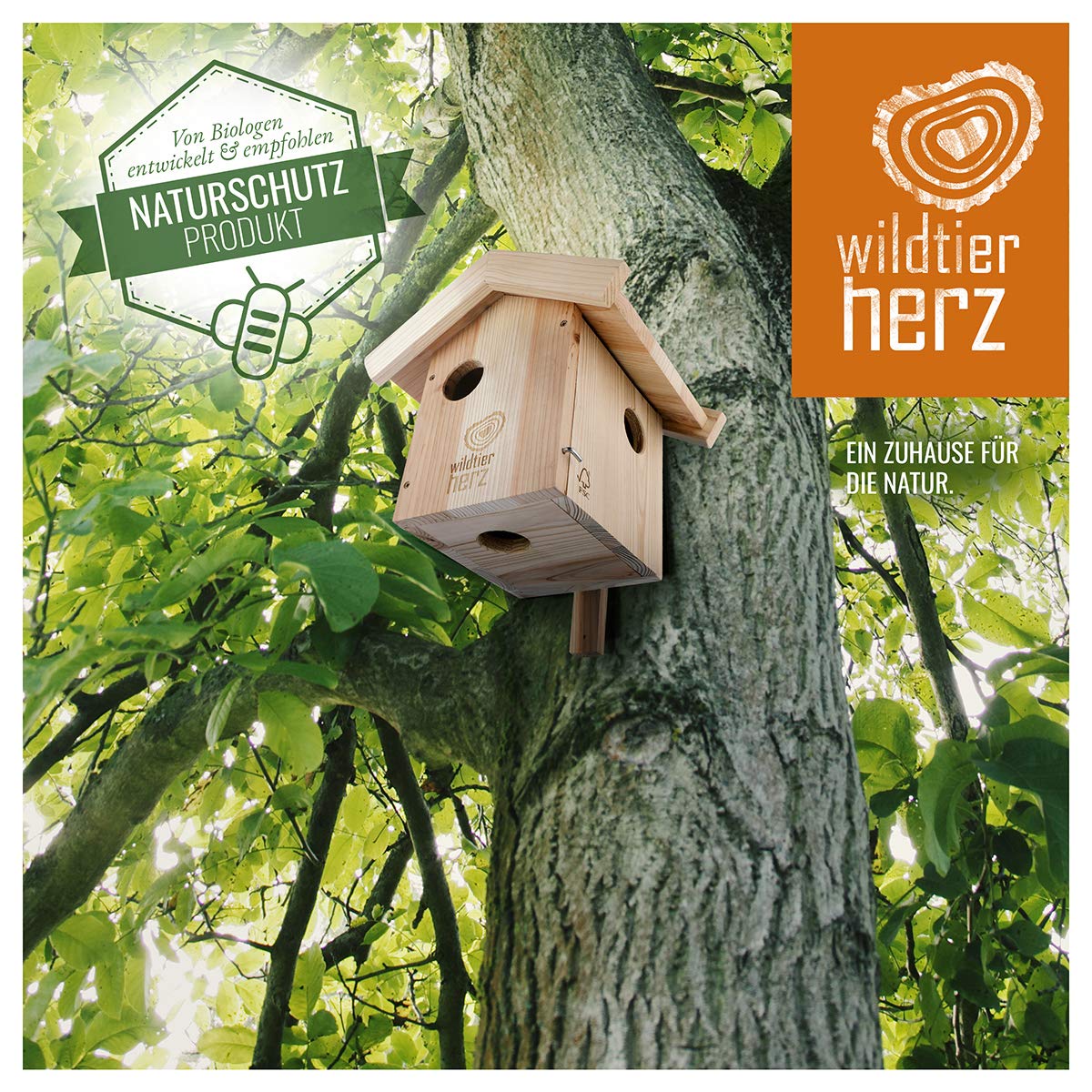 wildtier herz I Eichhörnchen Kobel – Nest für Eichhörnchen aus verschraubtem Massiv-Holz, Eichhörnchenhaus und Nistkasten zum Hängen für den Garten