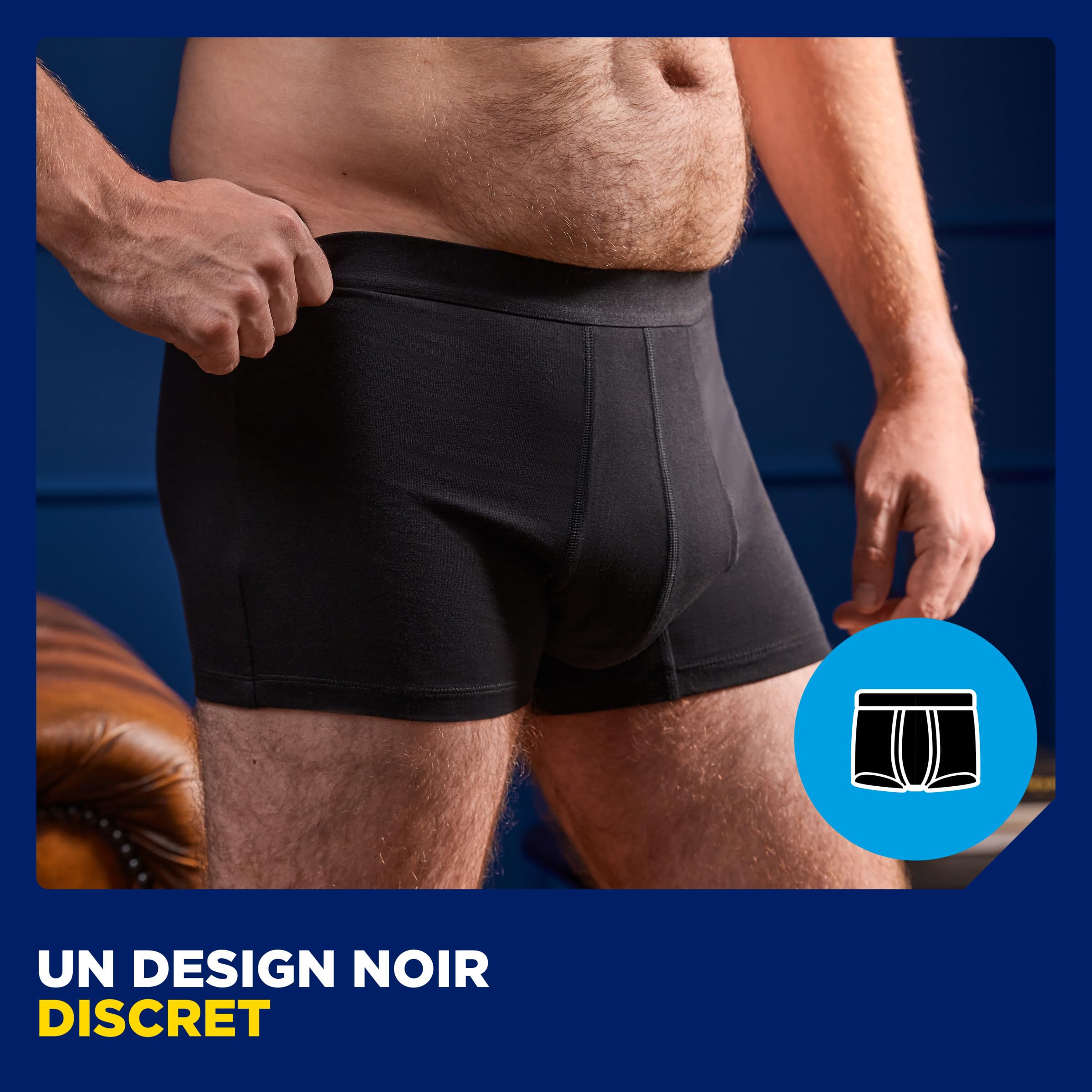 TENA Men - Caleçon de Protection Lavable Homme - Pour les Fuites Urinaires Légères - Coupe Classique - Noir - L