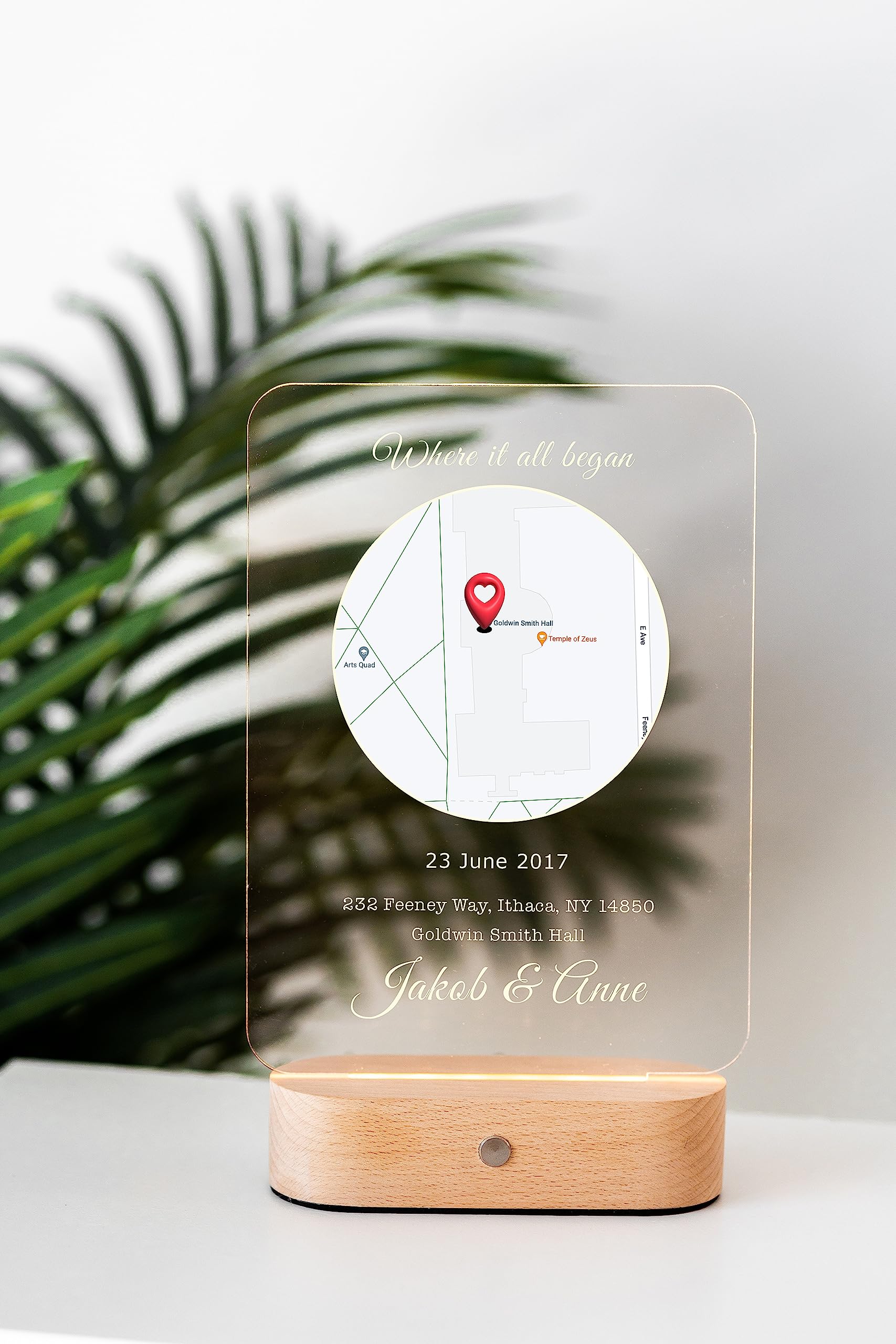 Where It All Began Acrylic Night Light, Personalized Night Light Gift For Her