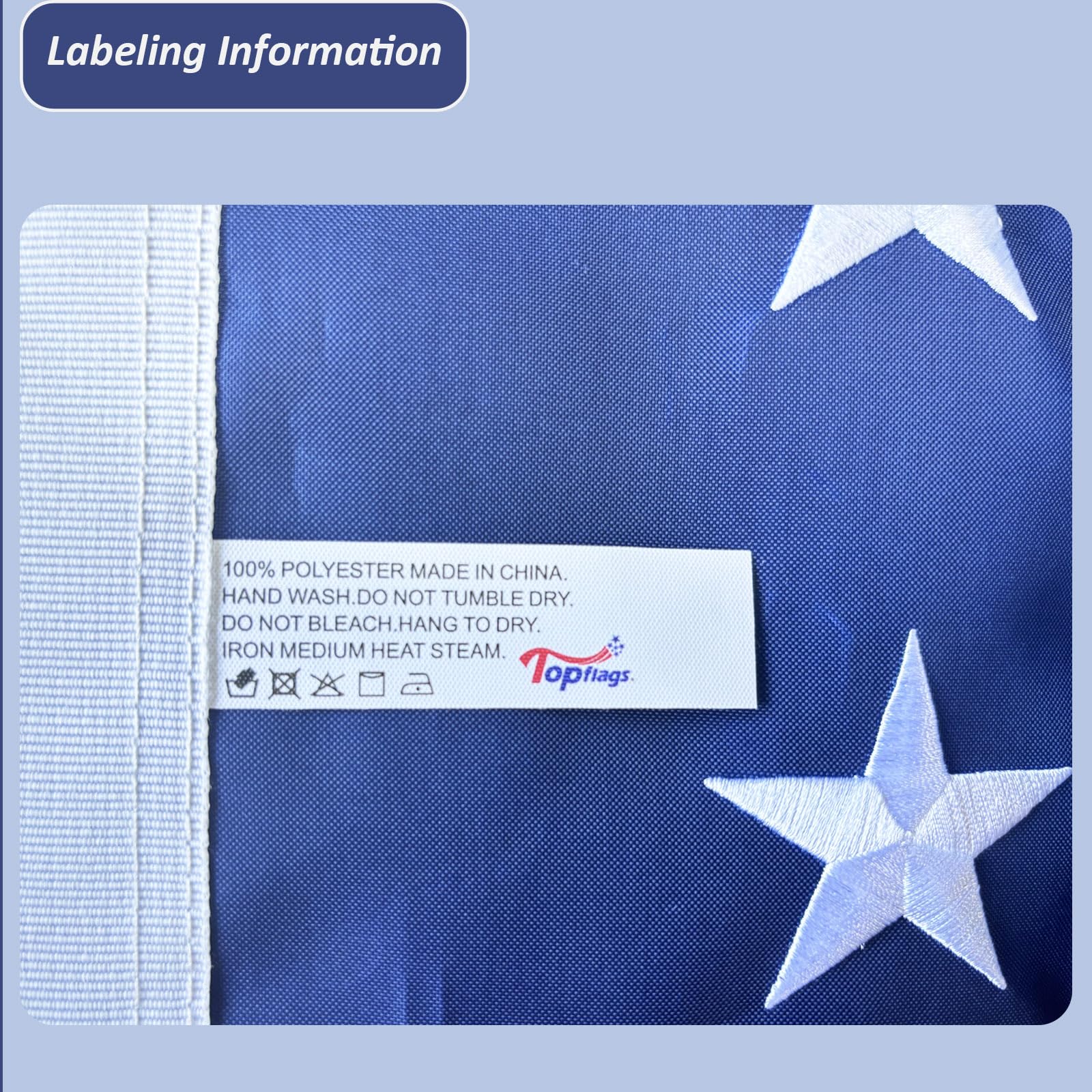 TOPFLAGS Bandera americana de Estados Unidos bordada de 10 x 15 cm al aire libre, banderas Patriot USA con un peso seguro duradero con ojales de latón