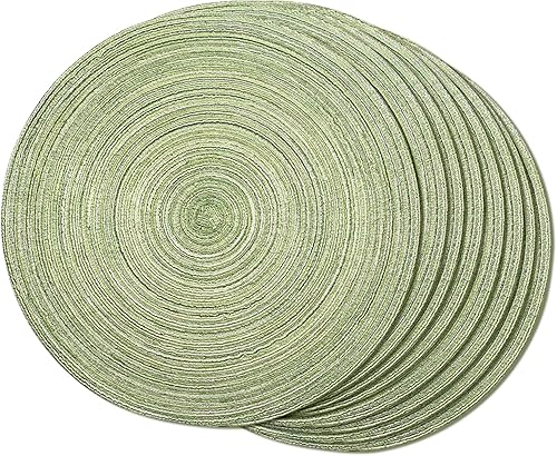 Miniatura 26 de FunWheat Juego de 6 manteles individuales redondos trenzados para mesas de comedor, manteles tejidos resistentes al calor, 15 pulgadas (negro, 6