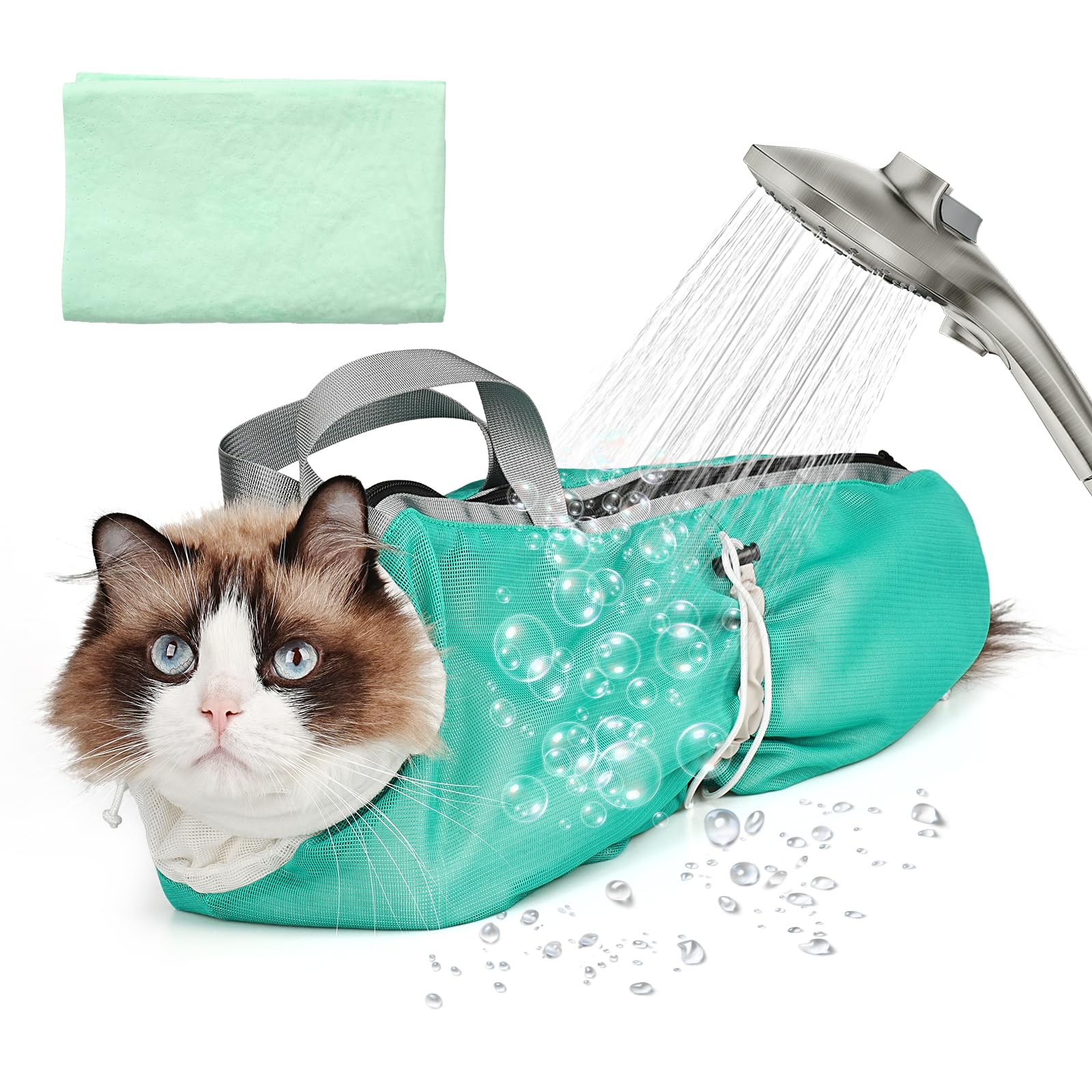 Sac de bain pour chat en maille : protégez vos mains des morsures