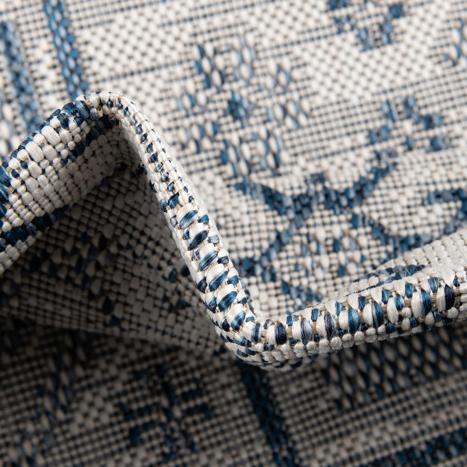 Rugs.com Outdoor Aztec Collection Rug – 10' x 14' Blue Flatweave Rug Perfect for Living Rooms, Large Dining Rooms, Open Floorplans