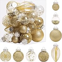 Vista 1 de Juego de adornos navideños, 32 piezas de bolas colgantes de Navidad de plástico transparente irrompibles para decoración de árbol de Navidad