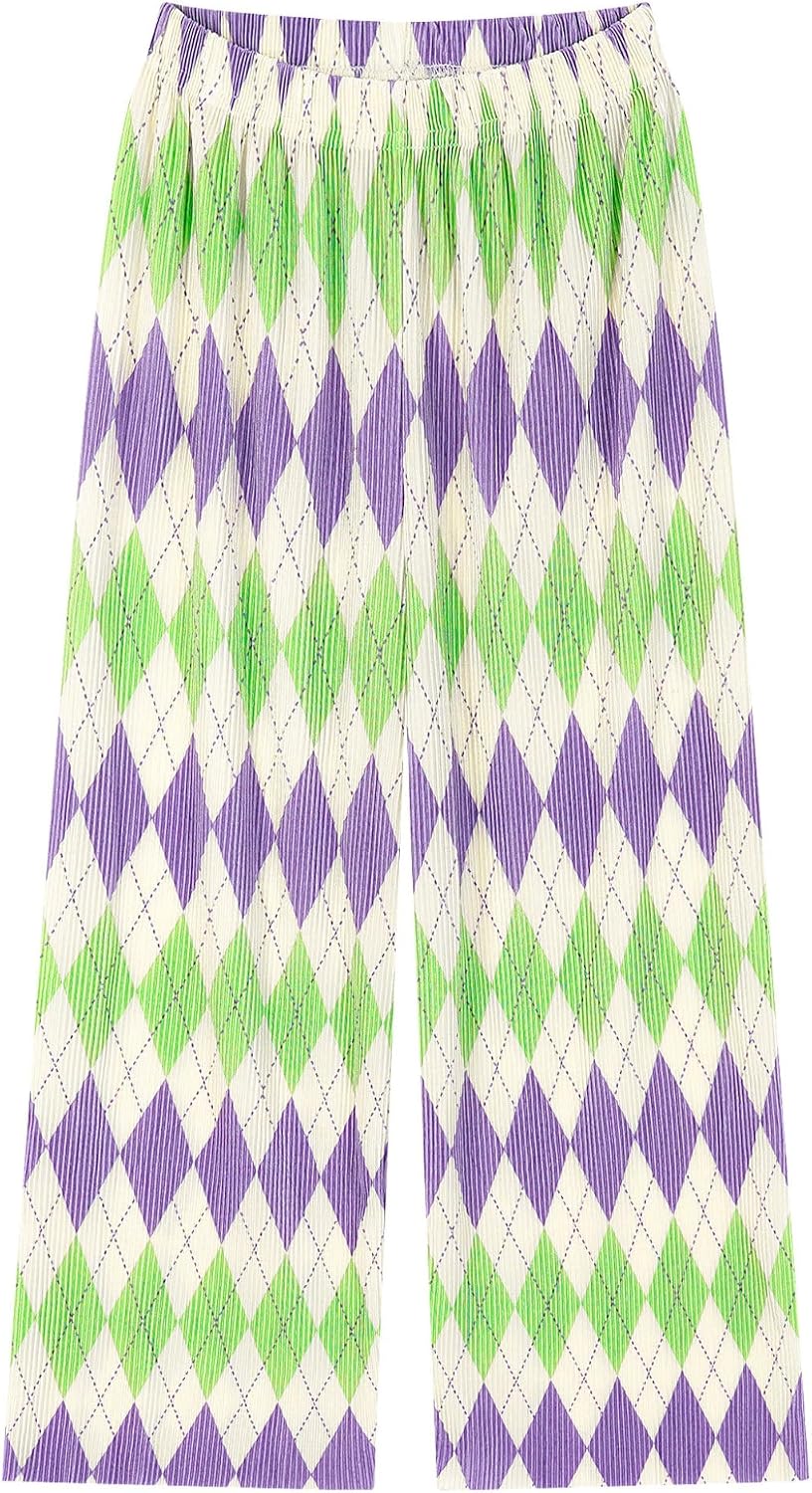 Kids Girls Colorful Pants Ribbed Jogger Sweatpants Loose Wide Leg Pants Running Yoga Trousers