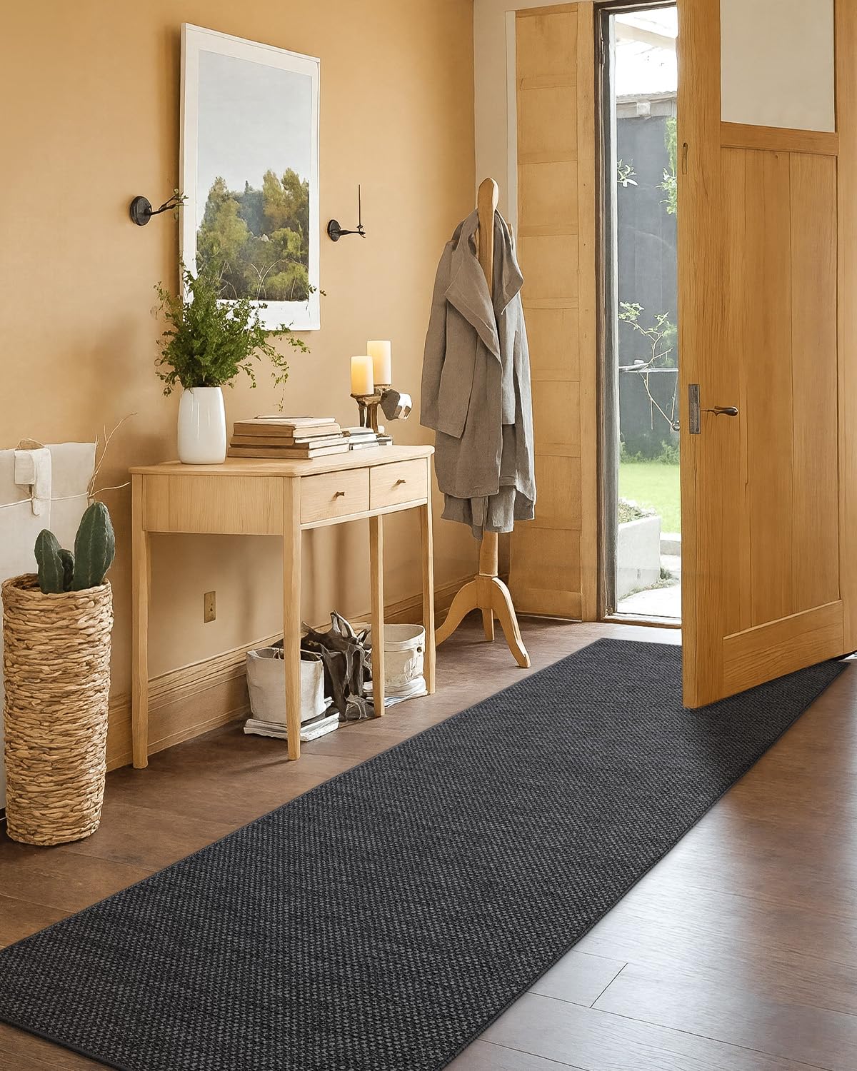 COLOR&GEOMETRY Tappeti da Cucina Antiscivolo Lavabile 65x240cm, 4mm Sottile Tessuto Runner Tappeto, Assorbente Facile da Pulire Tappeti da Pavimento per Davanti al Lavandino, Corridoio, Grigio