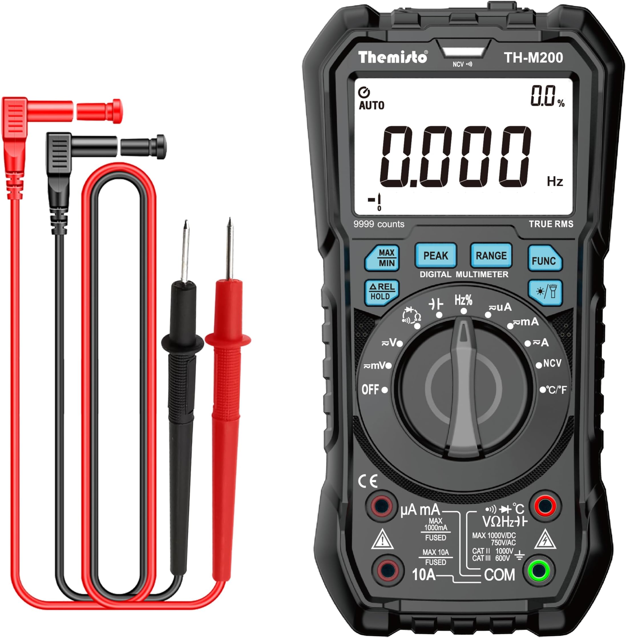 THEMISTOAC/DC Current, Autorange Digital Multimeter (Black) (TH-M200)