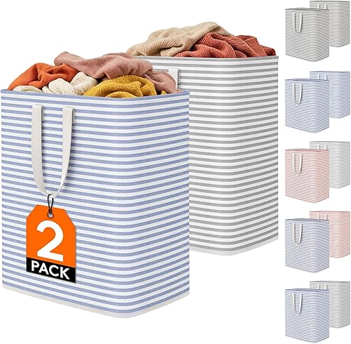 Miniatura 42 de Lifewit Paquete de 2 Cestas de Ropa Grandes Plegables, Cestas de Lavandería Independientes Impermeables con Asas de Fácil Transporte para Cuarto