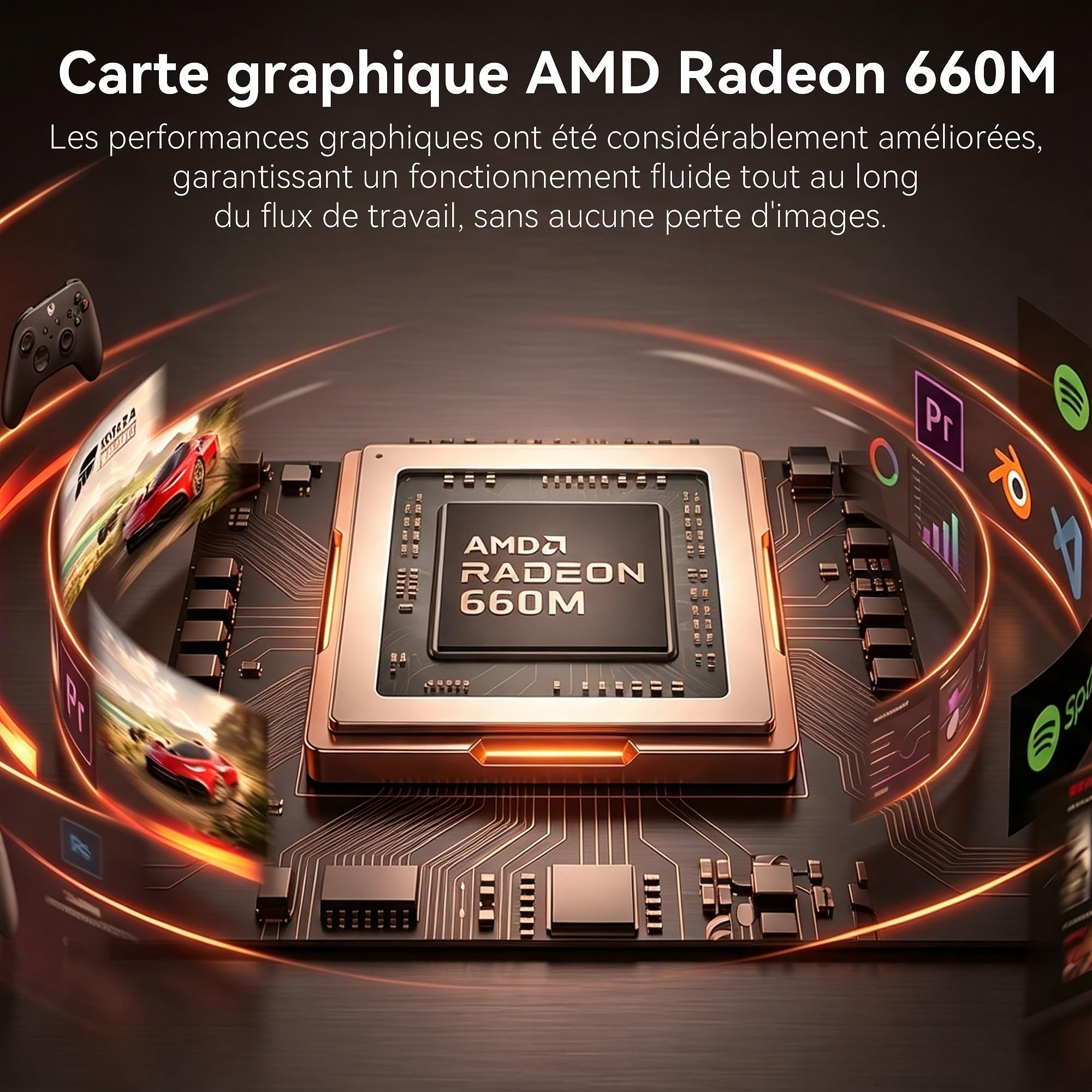 Glorlin GT103 Mini PC,AMD Ryzen 5 6600H (Meilleur Que R5-7430U,jusqu'à 4.5Ghz),16Go LPDDR5 512Go NVMe SSD,AMD Radeon 660M,Mini Ordinateur W11-Pro pour Bureau/Gaming,Double LAN,WiFi 6,BT 5.3