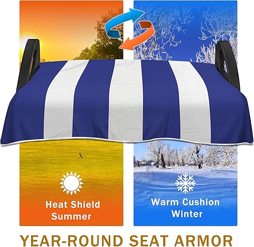 Miniatura 3 de YOKYHOM Fundas de asiento de carrito de golf, manta azul anti-calor para asiento de carrito de golf con agujeros, se adapta a la mayoría de EZGO,