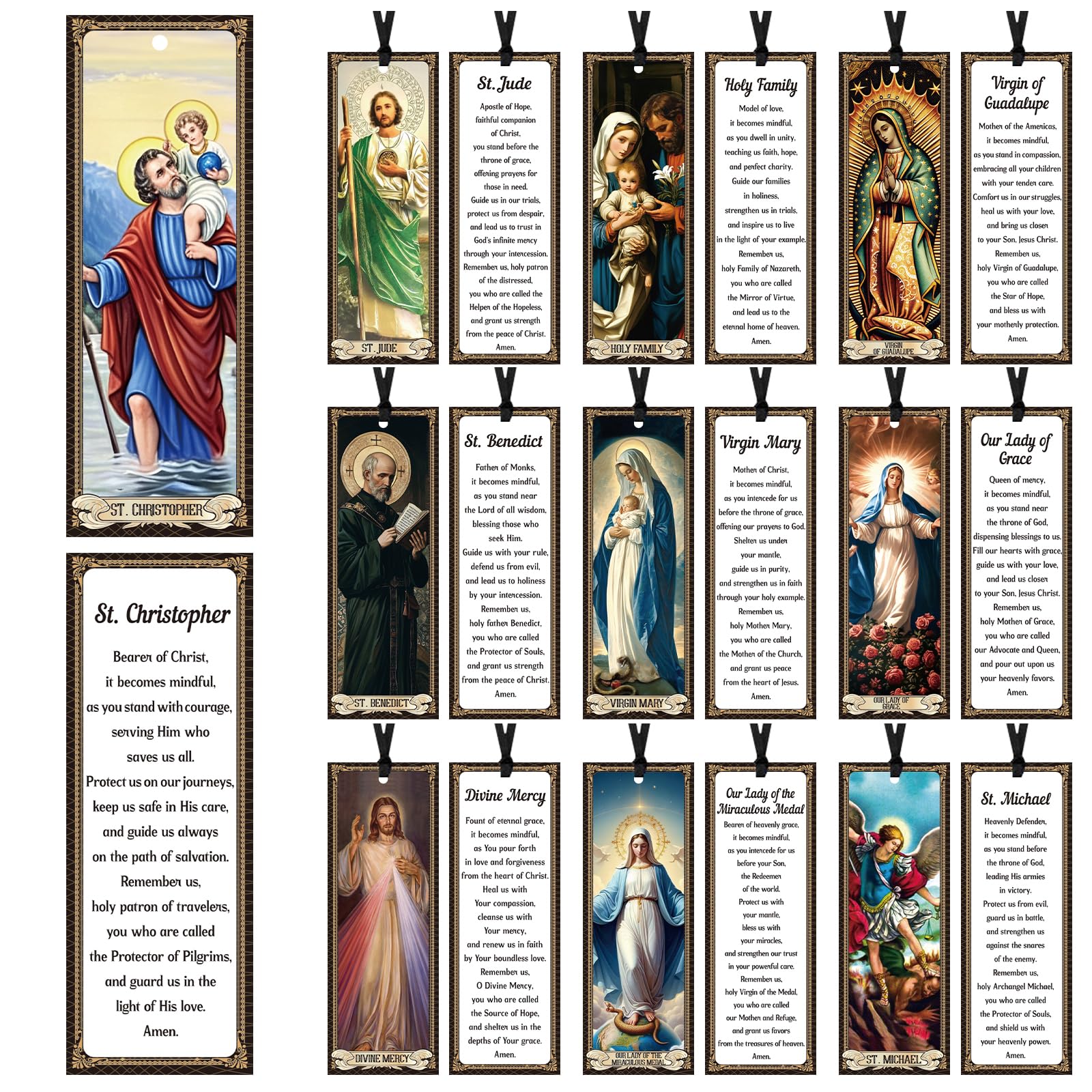 Wxiben Catholic Bible Bookmarks Gifts - 20Pcs Christian Religious Bookmarks Catholic Saints Prayer Book Marks Jesus Virgin Mary Book Markers for Women